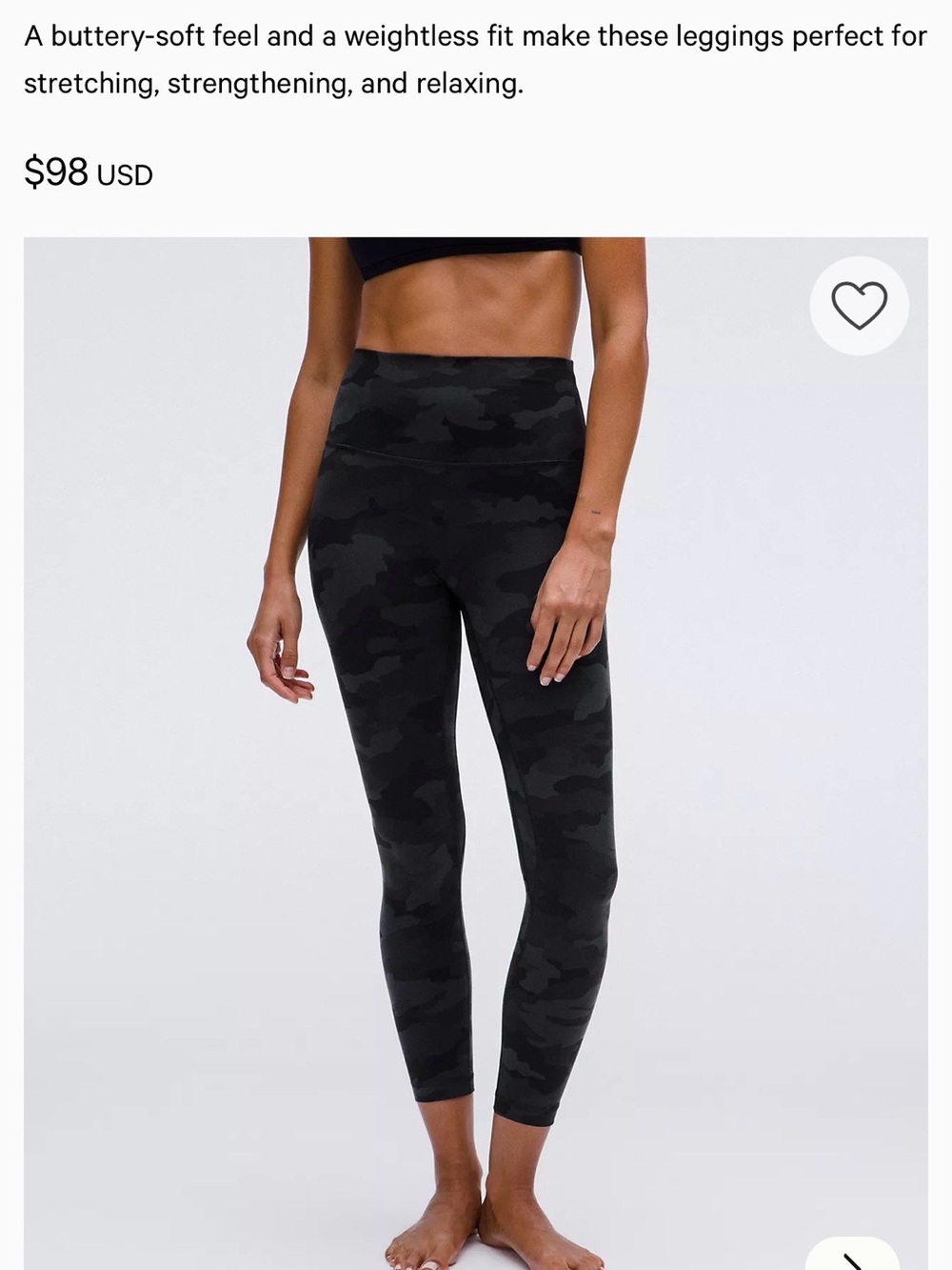 Lululemon Align 25” High-Waist Black Camo Leggings